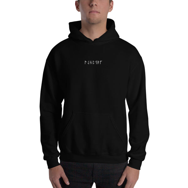 Futhark hooded sweater - centered embroidery